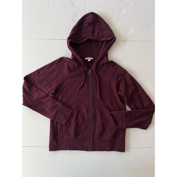 James Perse Cotton-Terry Hoodie Sweatshirt Women 1(S) Maroon Athleisure - Picture 1 of 8